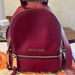 Michael Kors Burgundy Leather Backpack